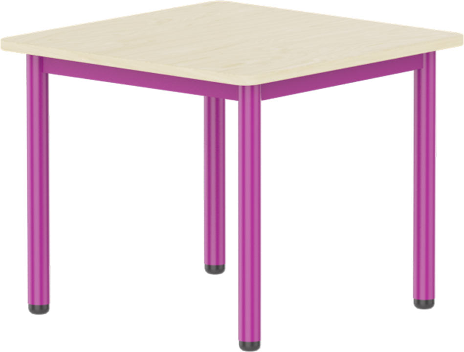 Emese juhar négyzet asztal - lila fém lábbal, 52 cm