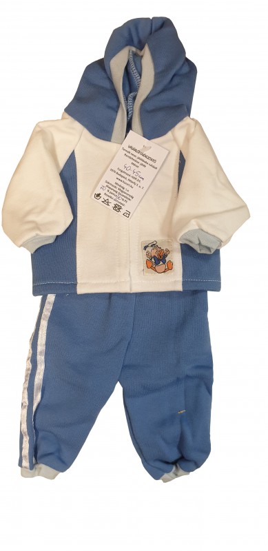 Babaruha - Kapucnis szabadidő együttes, fiús, 37-50 cm-es babákra